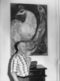 Marc Chagall, dans sa propriétés de Vence, en aout 1953