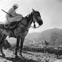 Cavalier devant Moulay Idriss 1953 Cavalier devant Moulay Idriss 1953